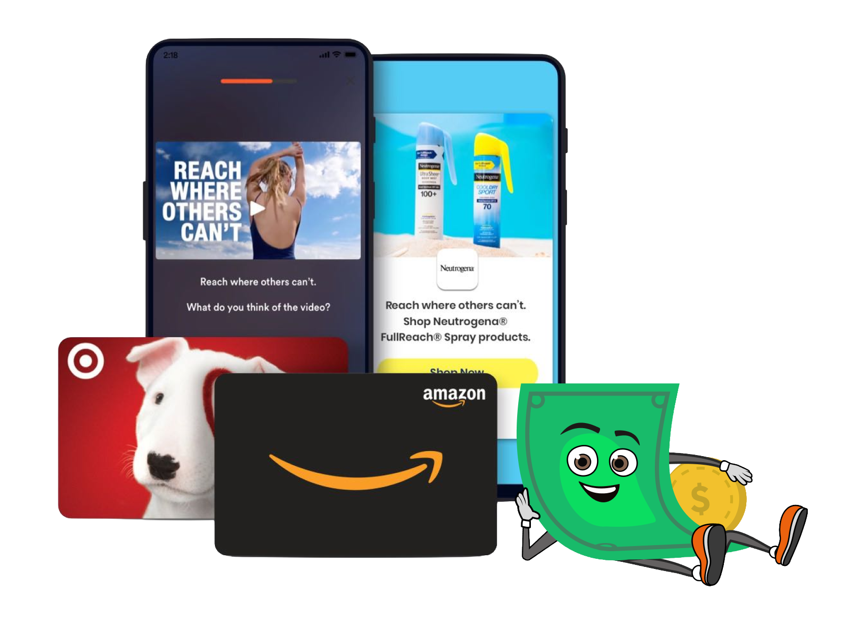 Downtime platform on mobile with brand engagement and gift card rewards